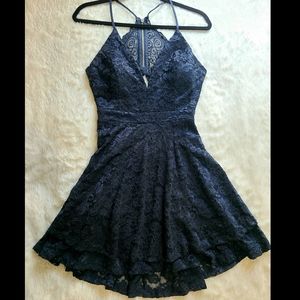 Windsor Brand. Navy blue, lace dress.
